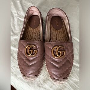 Women’s dusty Pink Leather Espadrille With Double G